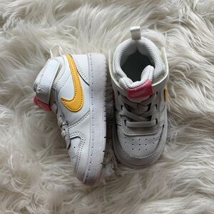 Nike Kids Sneakers - White with Yellow and Pink Accents